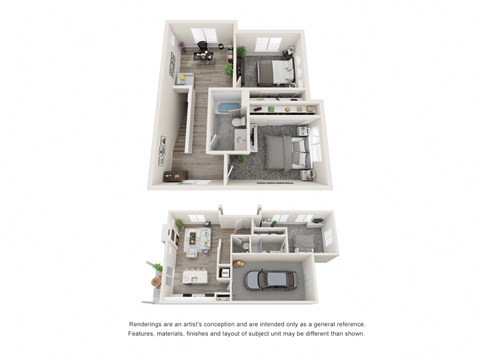 Floor plan for 3 beds, 2.5 baths, 1733 sqft